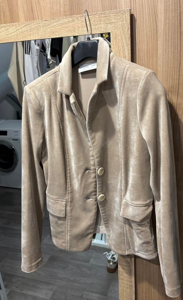 beige velours blazer Helena Hart, Kleding | Dames, Ophalen of Verzenden, Zo goed als nieuw, Maat 34 (XS) of kleiner, Beige
