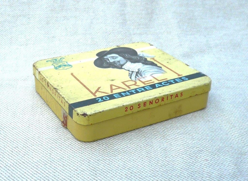 blikje (leeg) Karel 1 20 entre actes senoritas sigaren., Verzamelen, Rookartikelen, Aanstekers en Luciferdoosjes, Ophalen of Verzenden