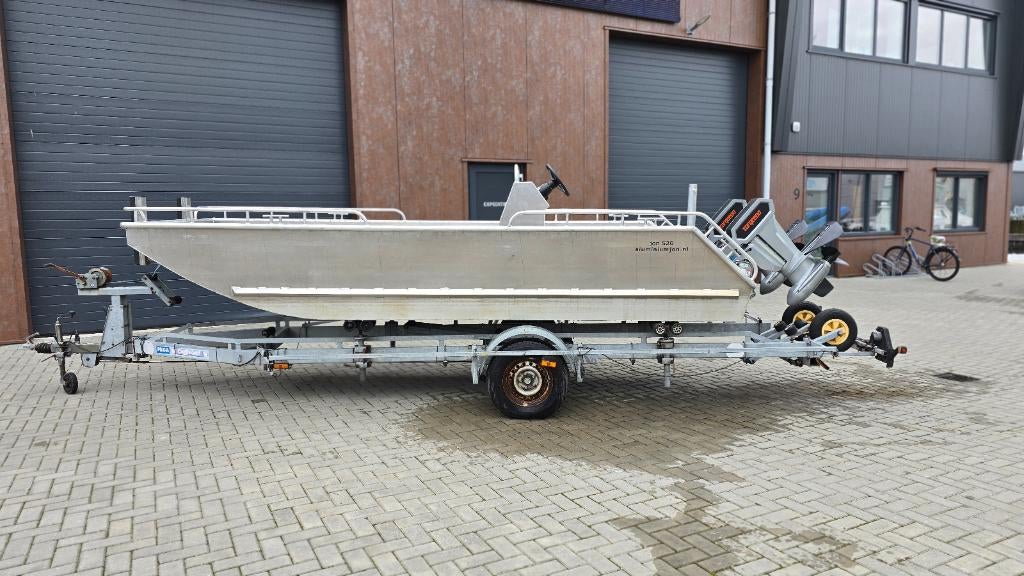 Elektrische Werkboot, 2x 12 kW Torqeedo Cruise (50pk), 5,8 m, Watersport en Boten, Ophalen, Zo goed als nieuw