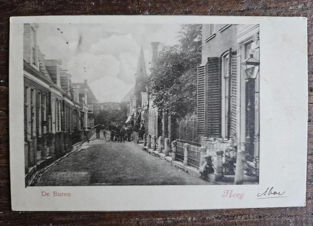 Heeg De Buren begin 1900 oude ansichtkaart, Ophalen of Verzenden, Voor 1920, Friesland