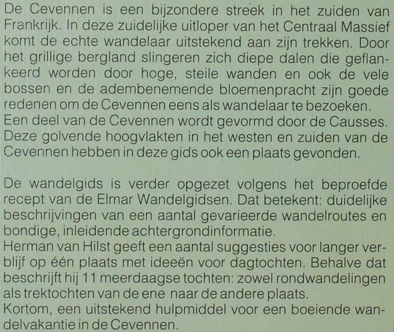 Cevennen en Causses - Elmar wandelgids (1990), Boeken, Overige merken, Europa, Zo goed als nieuw, Fiets- of Wandelgids