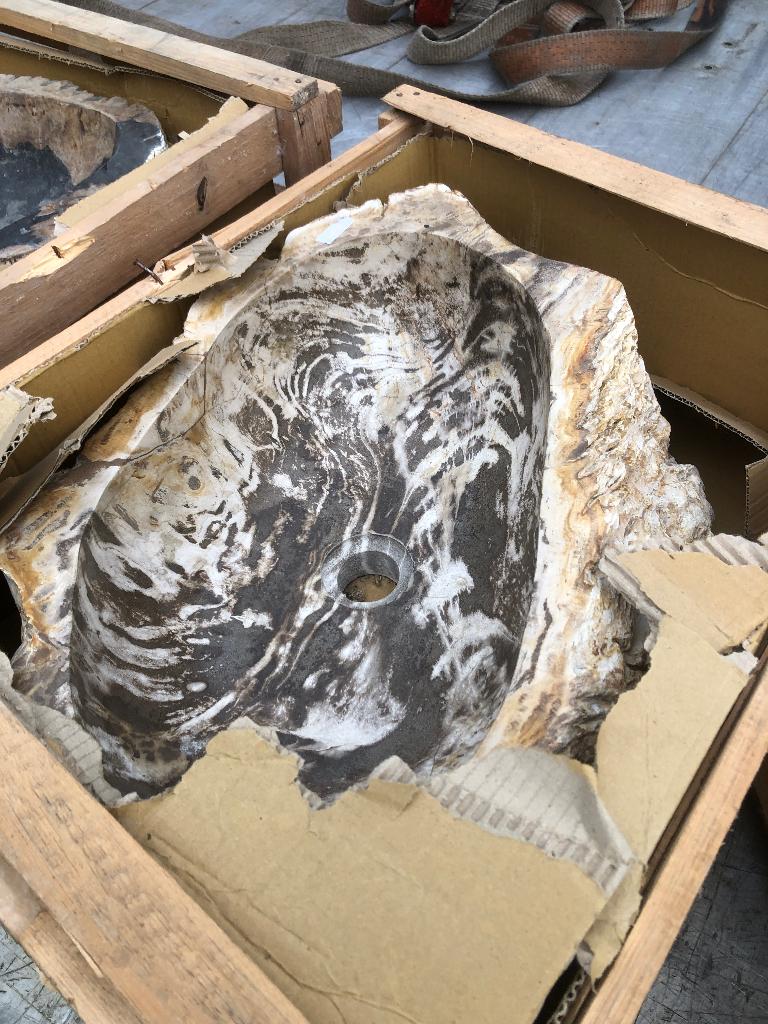 Versteend hout waskommen wasbakken wastafels riverstone sale, Ophalen, Minder dan 50 cm, Nieuw, Minder dan 25 cm