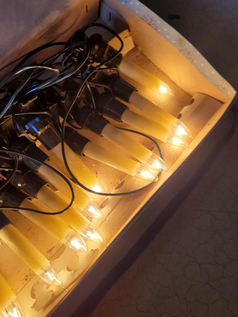 Vintage werkende kerstverlichting in originele doos, Diversen, Kerst, Heikant 21 Kaatsheuvel, Belle Vieille Brocante, Ophalen of Verzenden