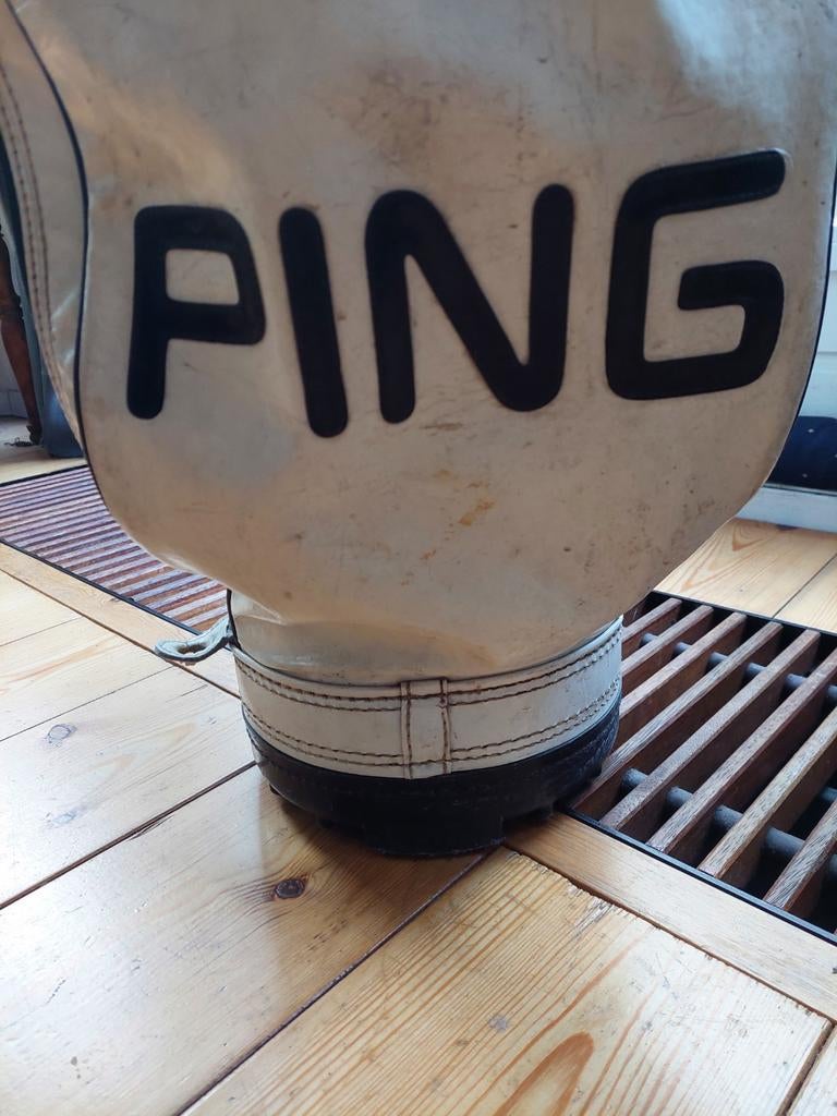 Klassieke Ping Karsten leren golftas, Sport en Fitness, Golf, Ophalen of Verzenden, Gebruikt, Tas, Ping