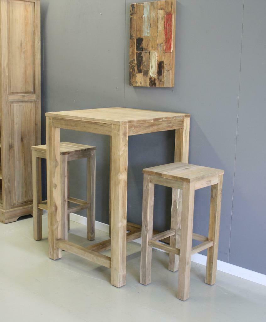 Bartafel van teakhout 70x70cm voordelig bij Indoteak, Ophalen, 50 tot 100 cm, Nieuw, 50 tot 100 cm
