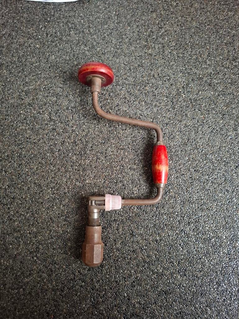 Oude handboor met houten handvat, Ophalen of Verzenden, Gebruikt