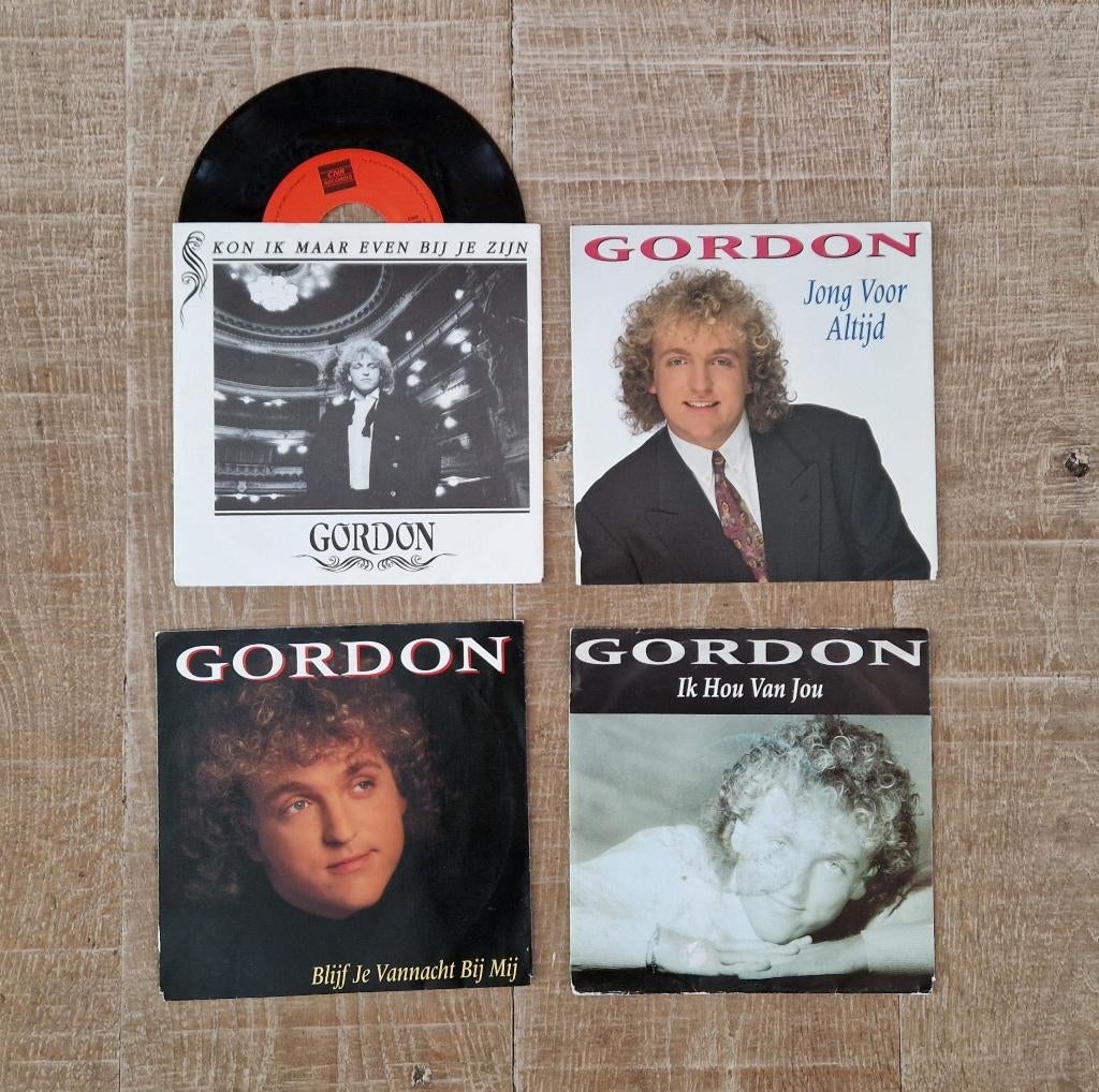 4x single Gordon - vinyl, Cd's en Dvd's, Vinyl | Nederlandstalig, Gebruikt, Levenslied of Smartlap, Overige formaten, Verzenden