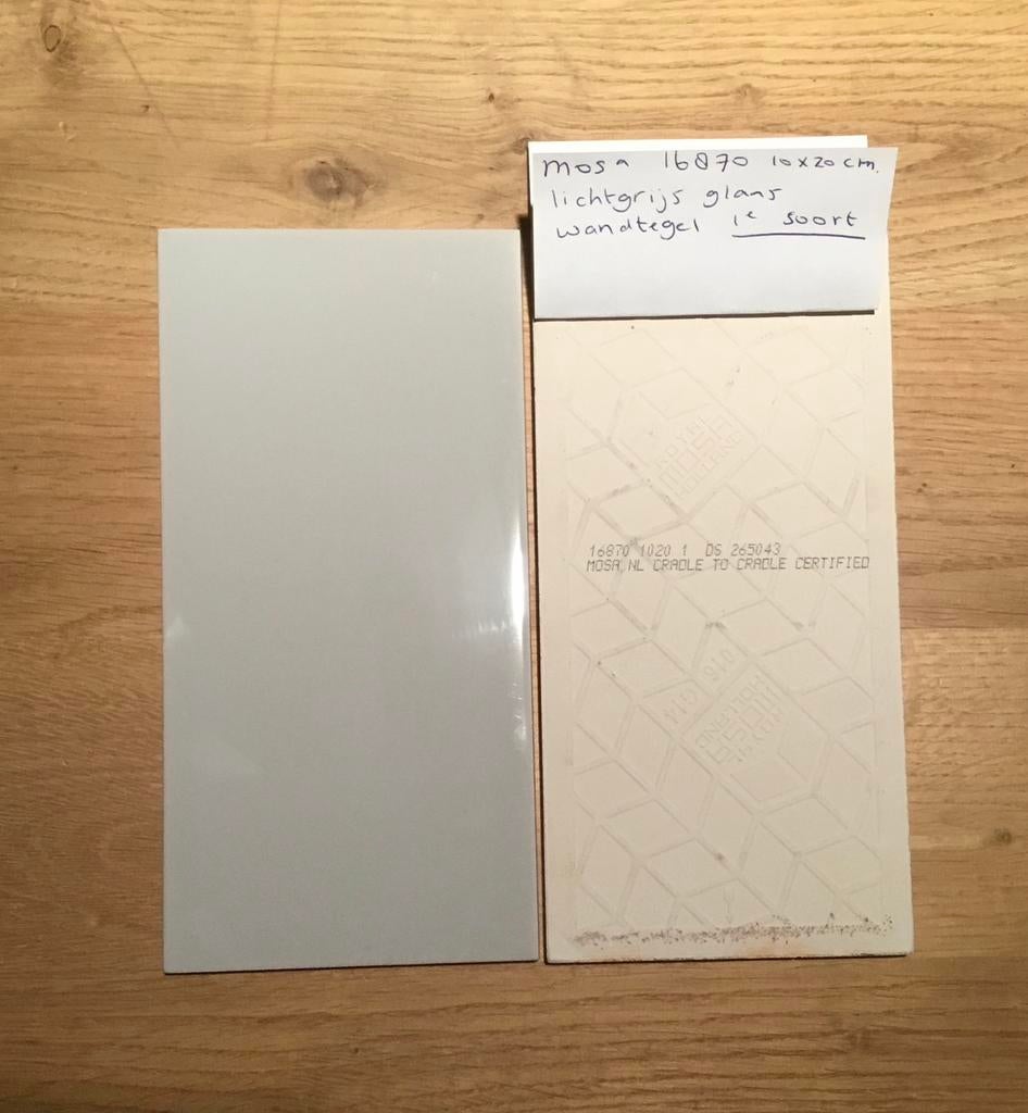 Mosa wandtegel l.grijs gl.10x20/V&B ivoor gesp.gl. 15x20 cm., Nieuw, 20 tot 40 cm, 10 m² of meer, Wandtegels