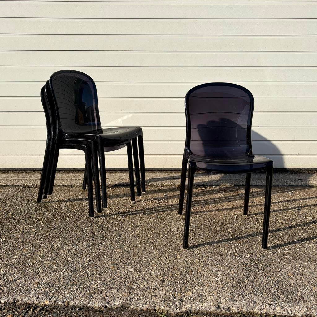 4 vintage stoelen, Ophalen, Kunststof, Gebruikt, Zwart