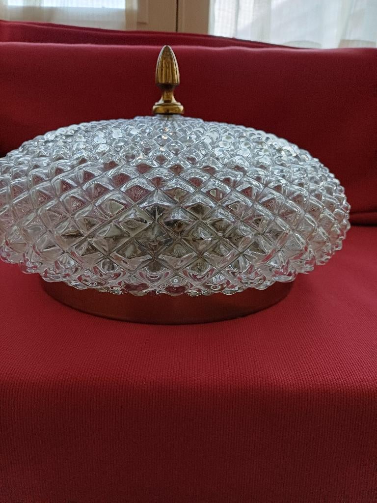 hillebrand plafondlamp, Huis en Inrichting, Lampen | Tafellampen, Gebruikt, Minder dan 50 cm, Glas, Ophalen
