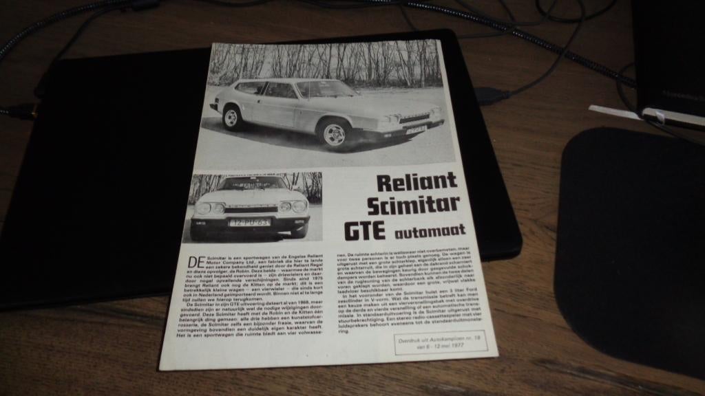 Auto Test RELIANT SCIMITAR GTE automaat  ,  5-1977, Verzenden, Zo goed als nieuw, Algemeen