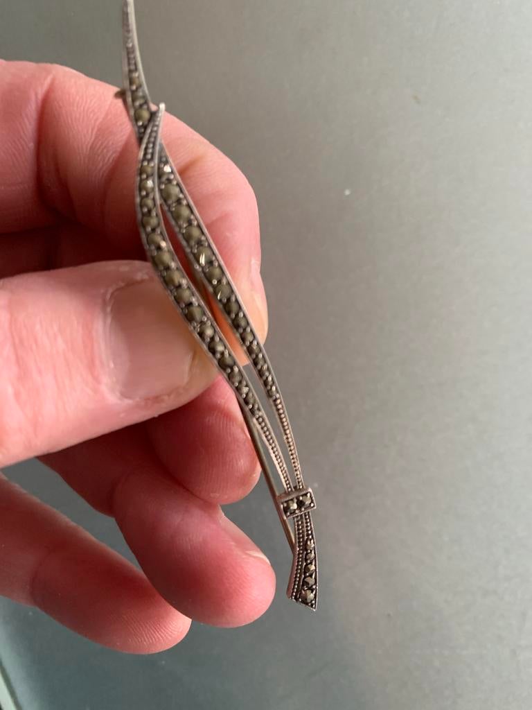 Vintage  germany sterling Broche met Markasiet, Sieraden, Tassen en Uiterlijk, Broches, Zo goed als nieuw, Overige materialen