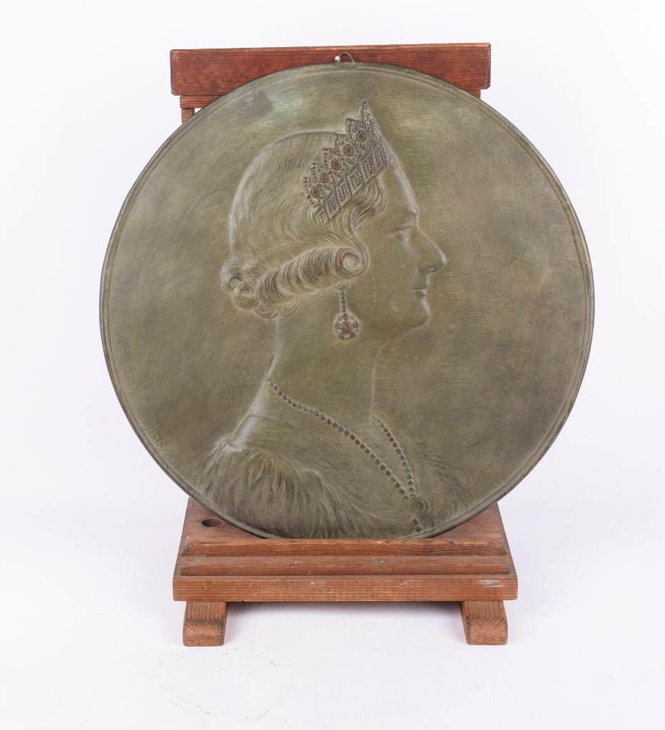 La Reine Astrid - Carlos Van Dionant  - Plaquette Brons, Antiek en Kunst, Kunst | Beelden en Houtsnijwerken, Ophalen of Verzenden