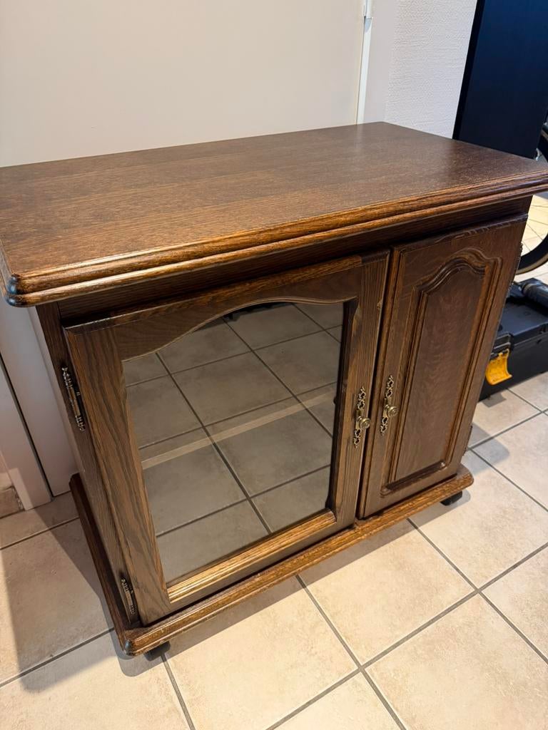 Audio tv kast met glazen deur, Antiek en Kunst, Antiek | Meubels | Kasten, Ophalen