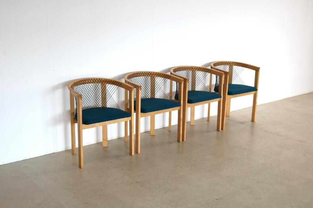 Vintage “string” chairs | stoelen | tranekaer | set van 4, Overige materialen, Gebruikt, Bruin, .