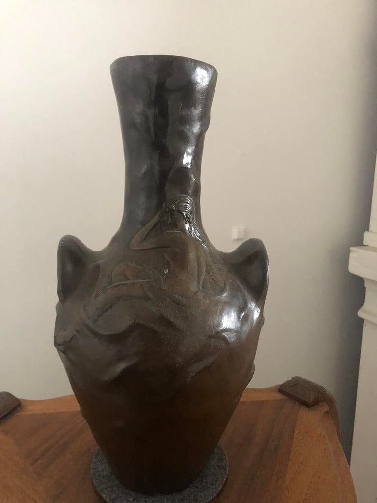 Vaas art nouveau, Antiek en Kunst, Antiek | Koper en Brons, Ophalen of Verzenden