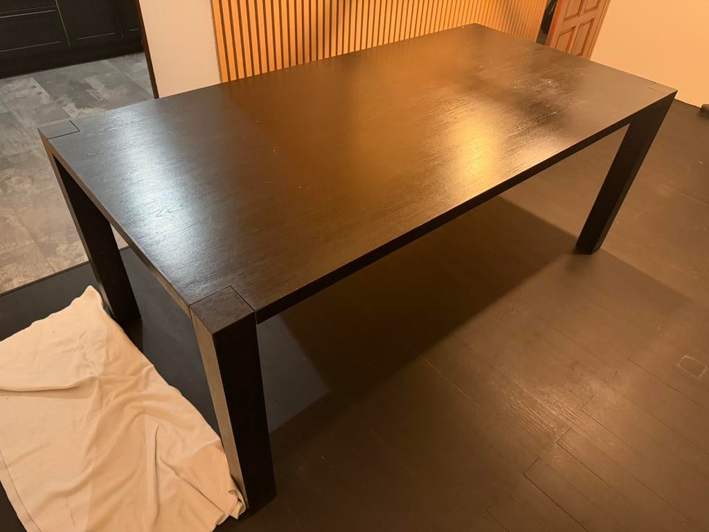 Eettafel zwart 2 x 1 m, Huis en Inrichting, Tafels | Eettafels, Ophalen, Gebruikt, 200 cm of meer, 50 tot 100 cm