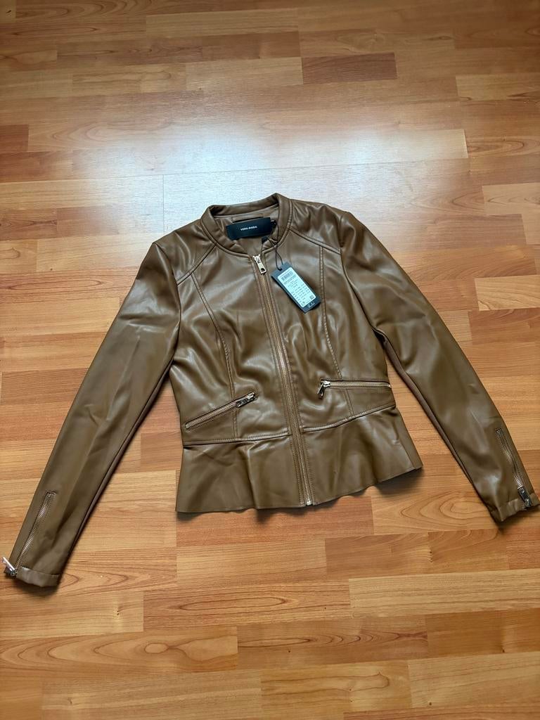 Vero Moda Bruin Kunstleren Jasje - Maat S - Nieuw!, Bruin, Nieuw, Ophalen of Verzenden, Jasje