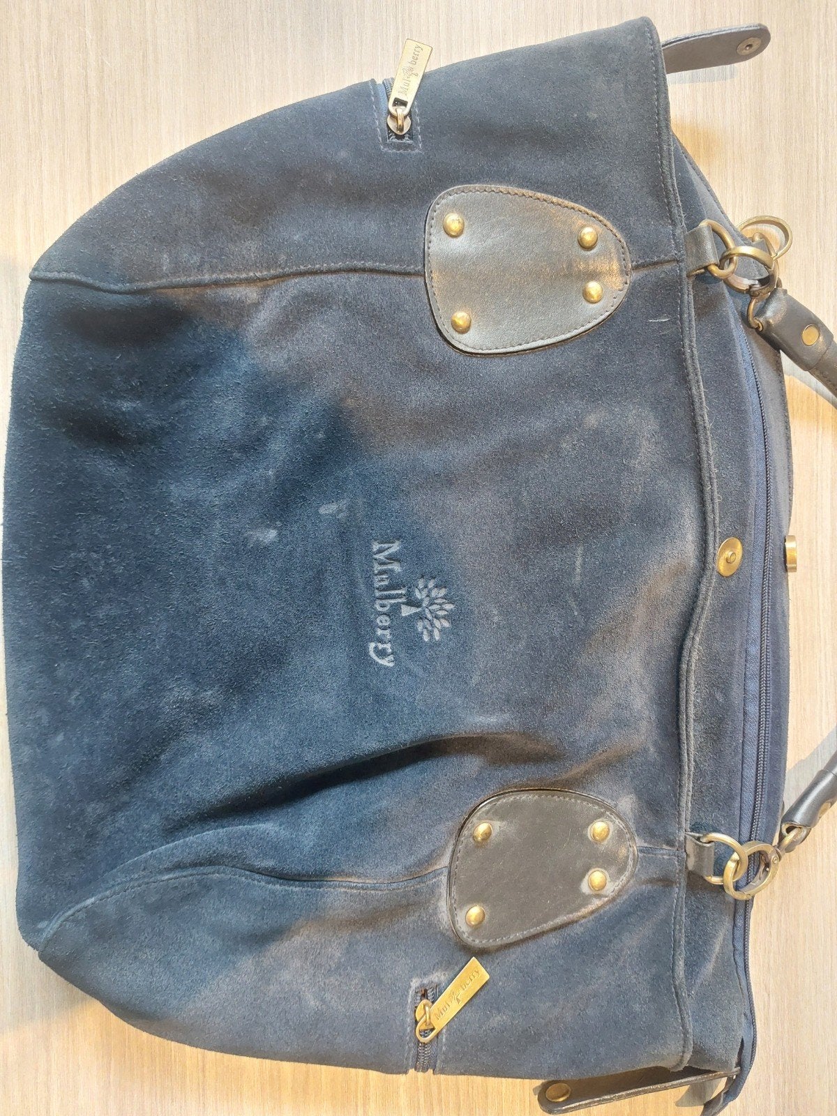 Mulberry suède handtas - Donkerblauw, Sieraden, Tassen en Uiterlijk, Tassen | Damestassen, Gebruikt, Handtas, Blauw, Ophalen of Verzenden