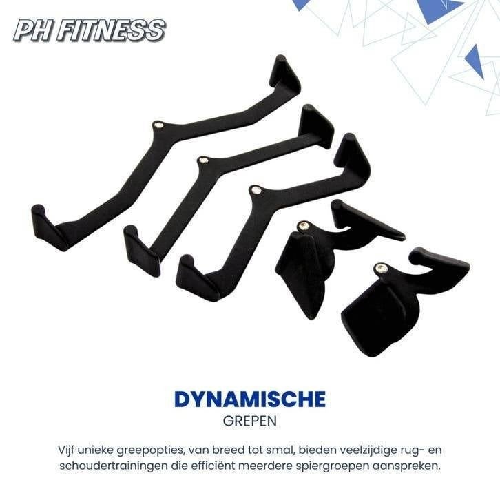PH Fitness Multi Grip Cable Set - 5 Attachments, Rug, Support@phfitness.nl, Nieuw, Ophalen of Verzenden
