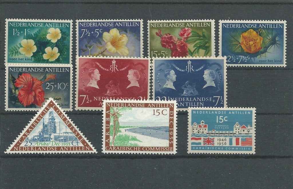 Nederlandse Antillen 1955-1956, Complete jaargang, Postfris., Postzegels en Munten, Postzegels | Nederlandse Antillen en Aruba