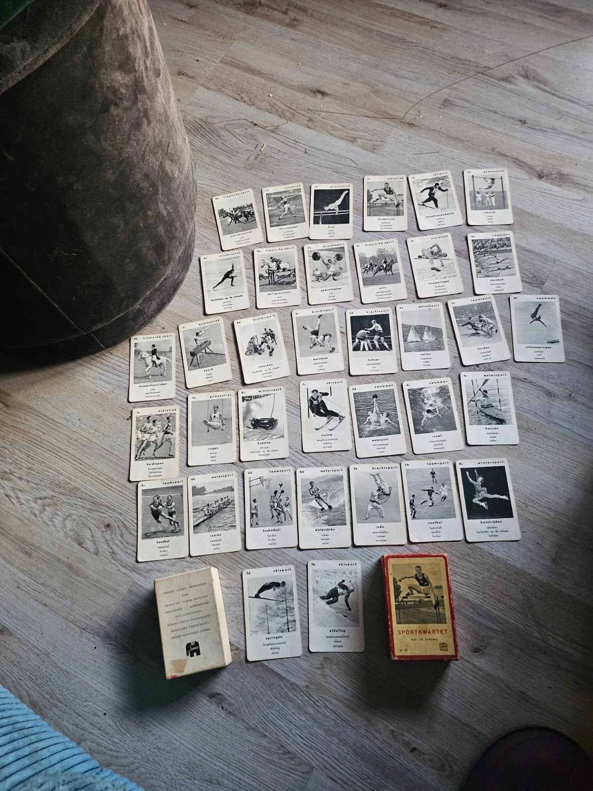Vintage Jumbo Sportkwartet (nr. 15)  Compleet met 36 kaarten, Ophalen of Verzenden, Gebruikt, Overige sporten, Spel
