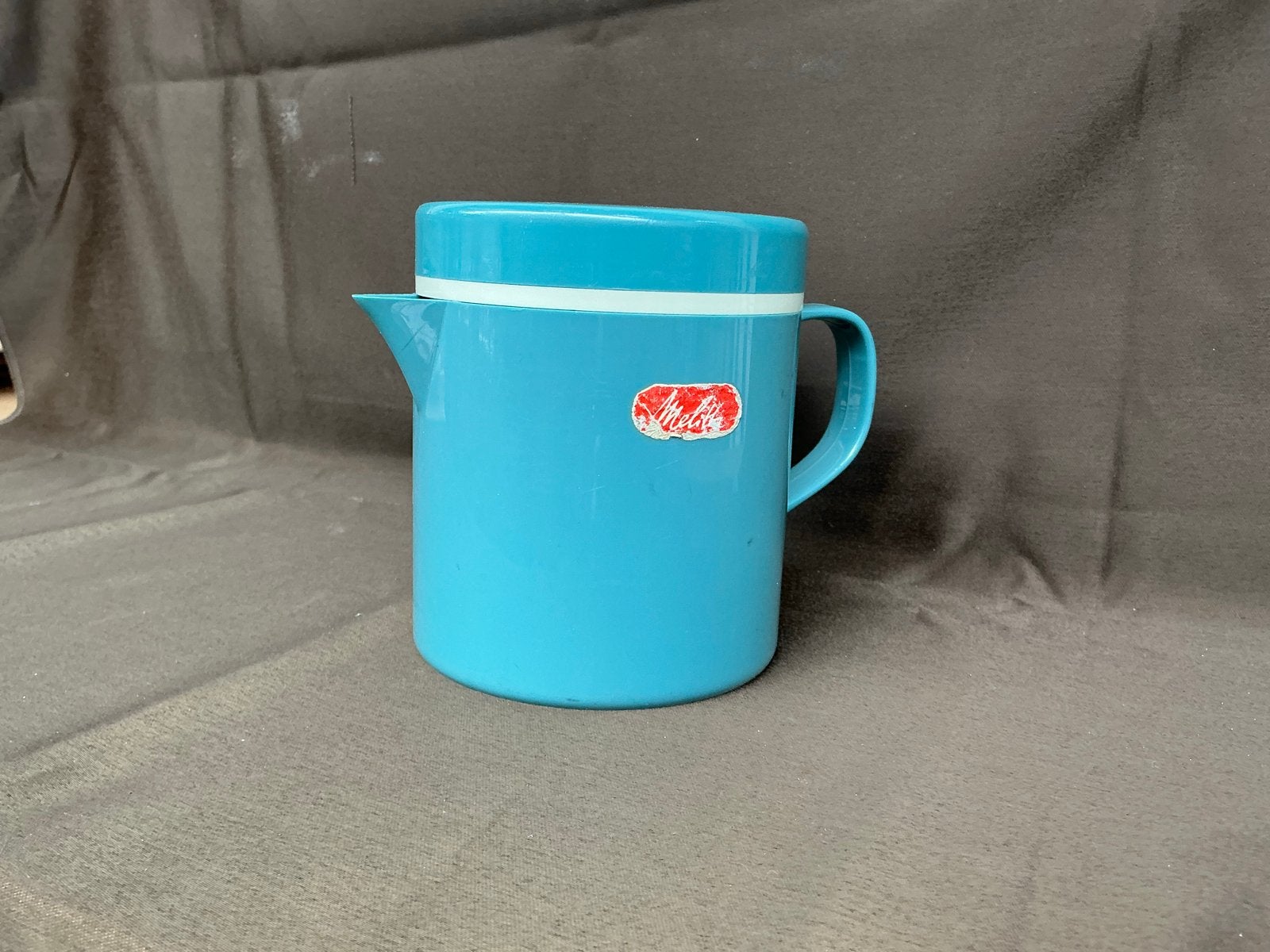 Vintage Melitta koffiekan met filter, turquoise WD-026, Gebruikt, Melita, Gemalen koffie, 4 tot 10 kopjes