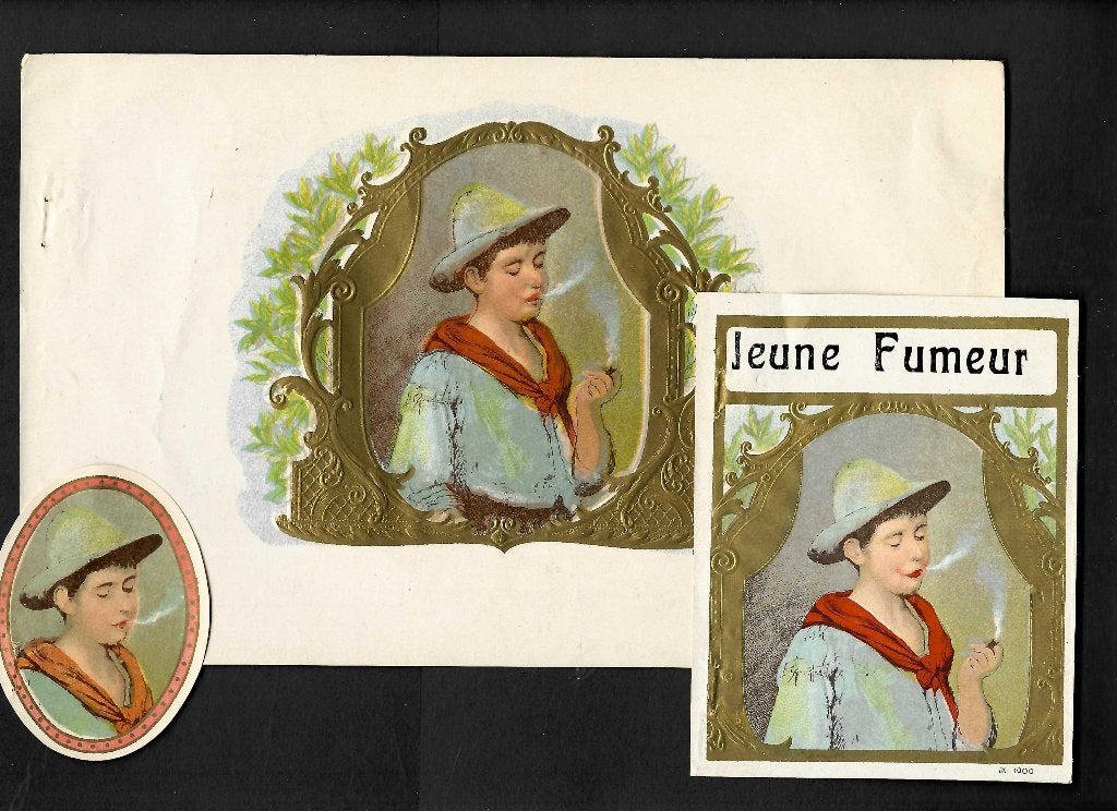 Jeune Fumeur   set etiket  1001, Ophalen of Verzenden, Gebruikt, Sigarenbandjes