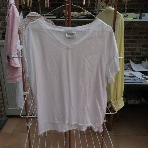 Blouse wit satijnglans Leo & Ugo mt 3, Leo & Ugo, Wit, Maat 42/44 (L), Ophalen of Verzenden