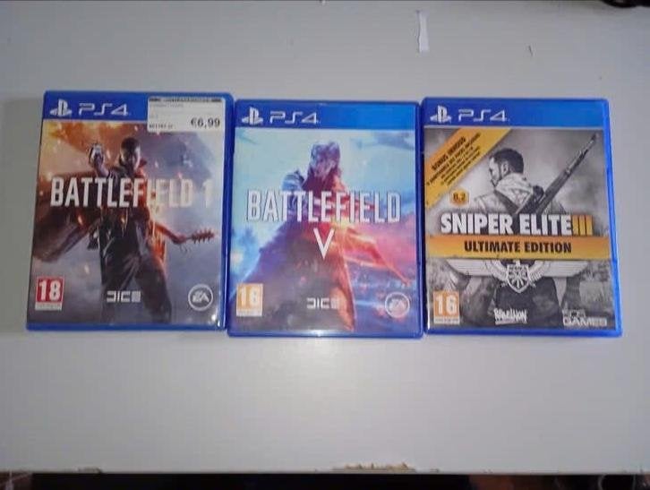 3 PS4 games €25,99 | Sniper Elite 3, Battlefield 1 & V, Spelcomputers en Games, Vanaf 18 jaar, Shooter, Onbekend, Ophalen of Verzenden