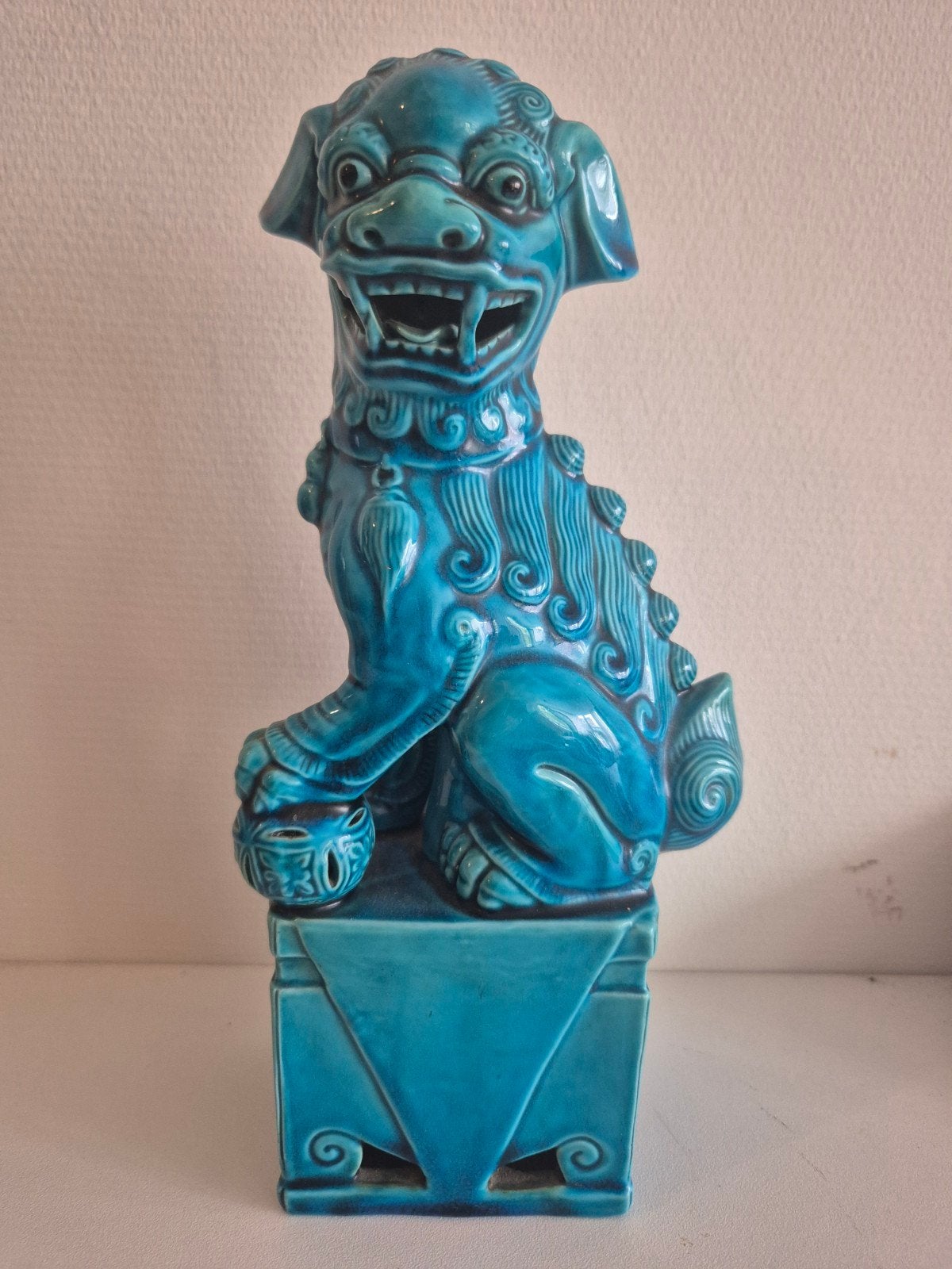 Vintage Chinese Foo Dog / Tempelleeuw – Prachtig Turq, Antiek en Kunst, Ophalen of Verzenden