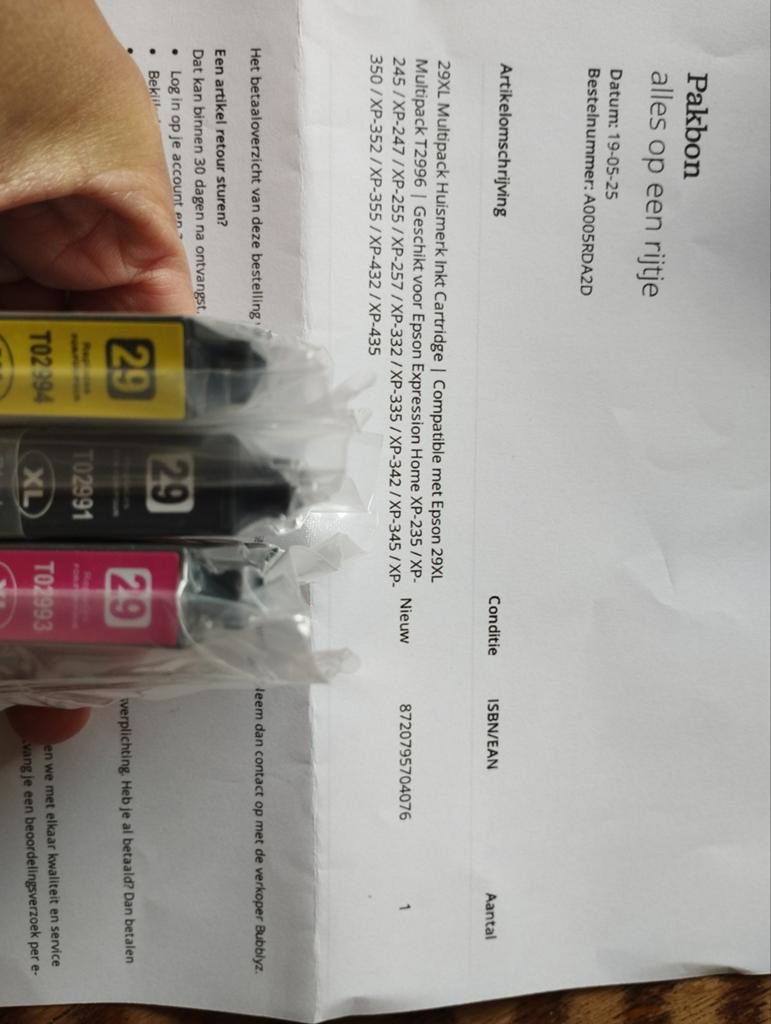 Inkt cartridges, Ophalen, Nieuw