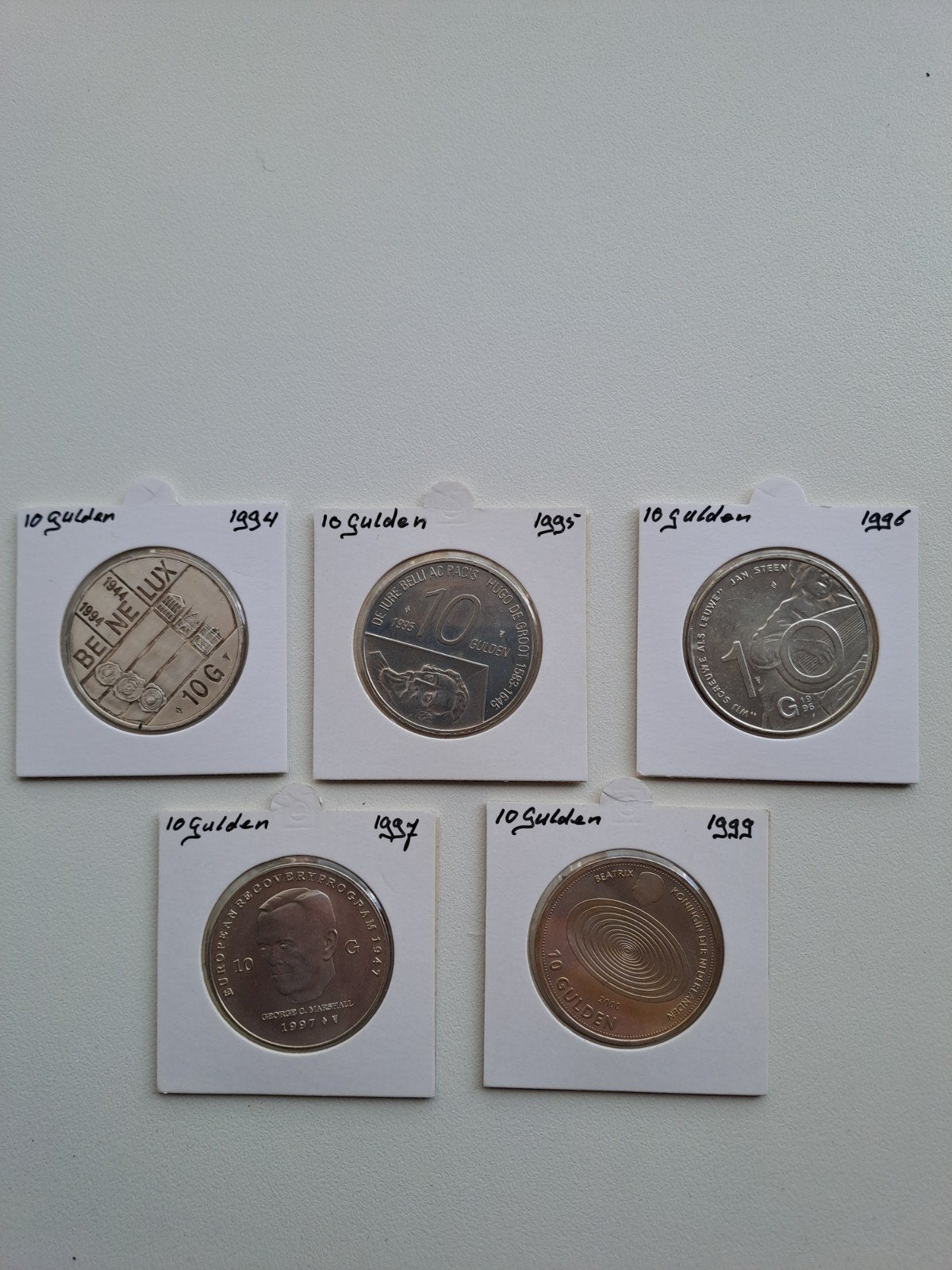 Set zilveren tientjes Koningin Beatrix., Setje, Koningin Beatrix, Zilver, Ophalen of Verzenden