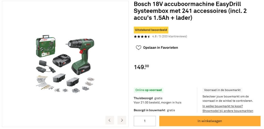 NIEUW! Bosch 18V accuboormachine + 2 accu + bon, Ophalen of Verzenden, Nieuw, Boor- en Schroefmachine