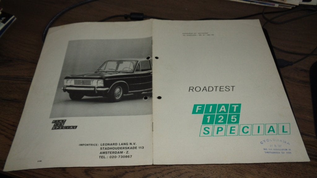 Roadtest  FIAT 125 SPECIAL  ,  5-1969, Verzenden, Zo goed als nieuw, Overige merken