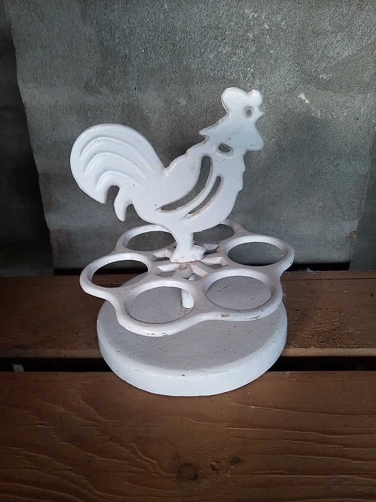 gietijzeren eierhouder met kip/haan, Ophalen of Verzenden