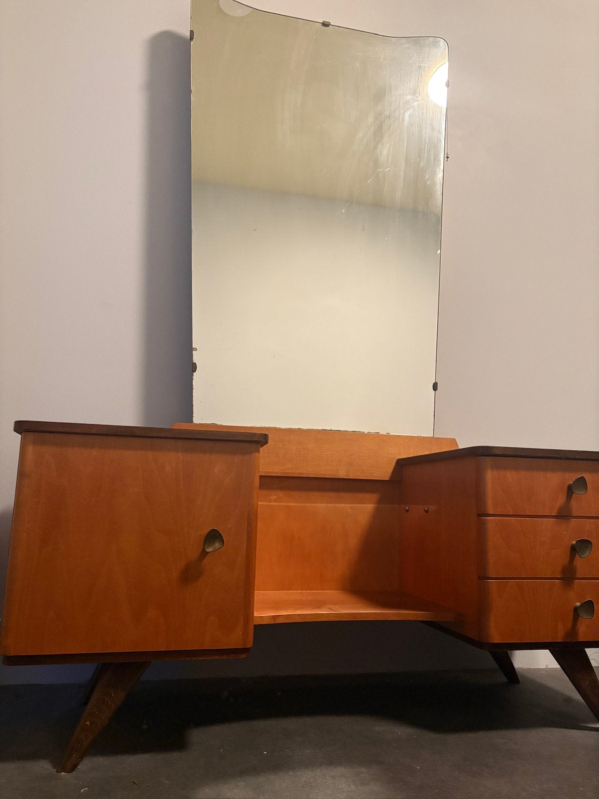Mid century modern kaptafel, Ophalen, Gebruikt, 100 tot 150 cm, 100 tot 150 cm