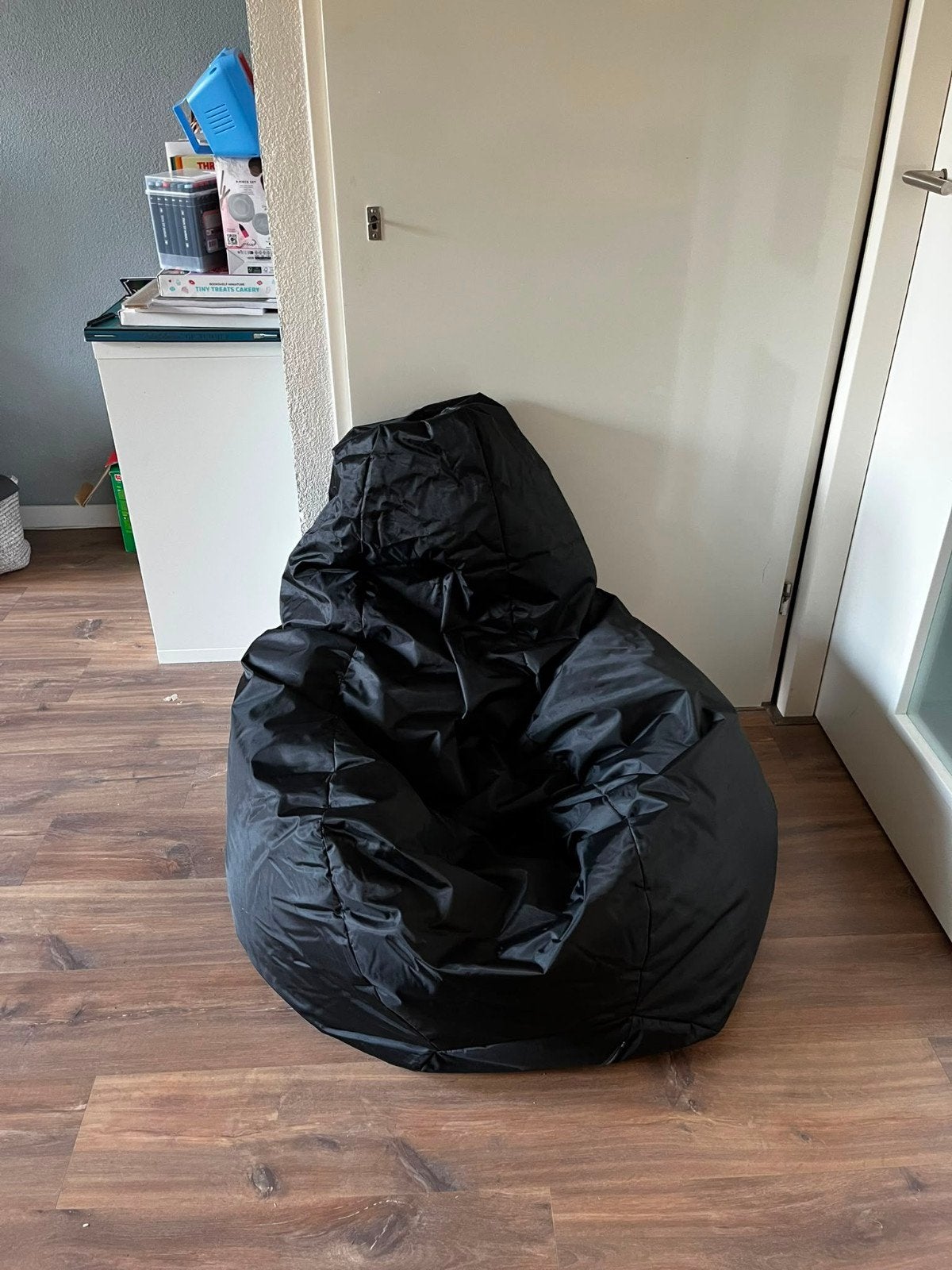 Zwarte zitzak, ploff, Huis en Inrichting, Zitzakken, Ophalen, Zo goed als nieuw, Zwart, Zitzak