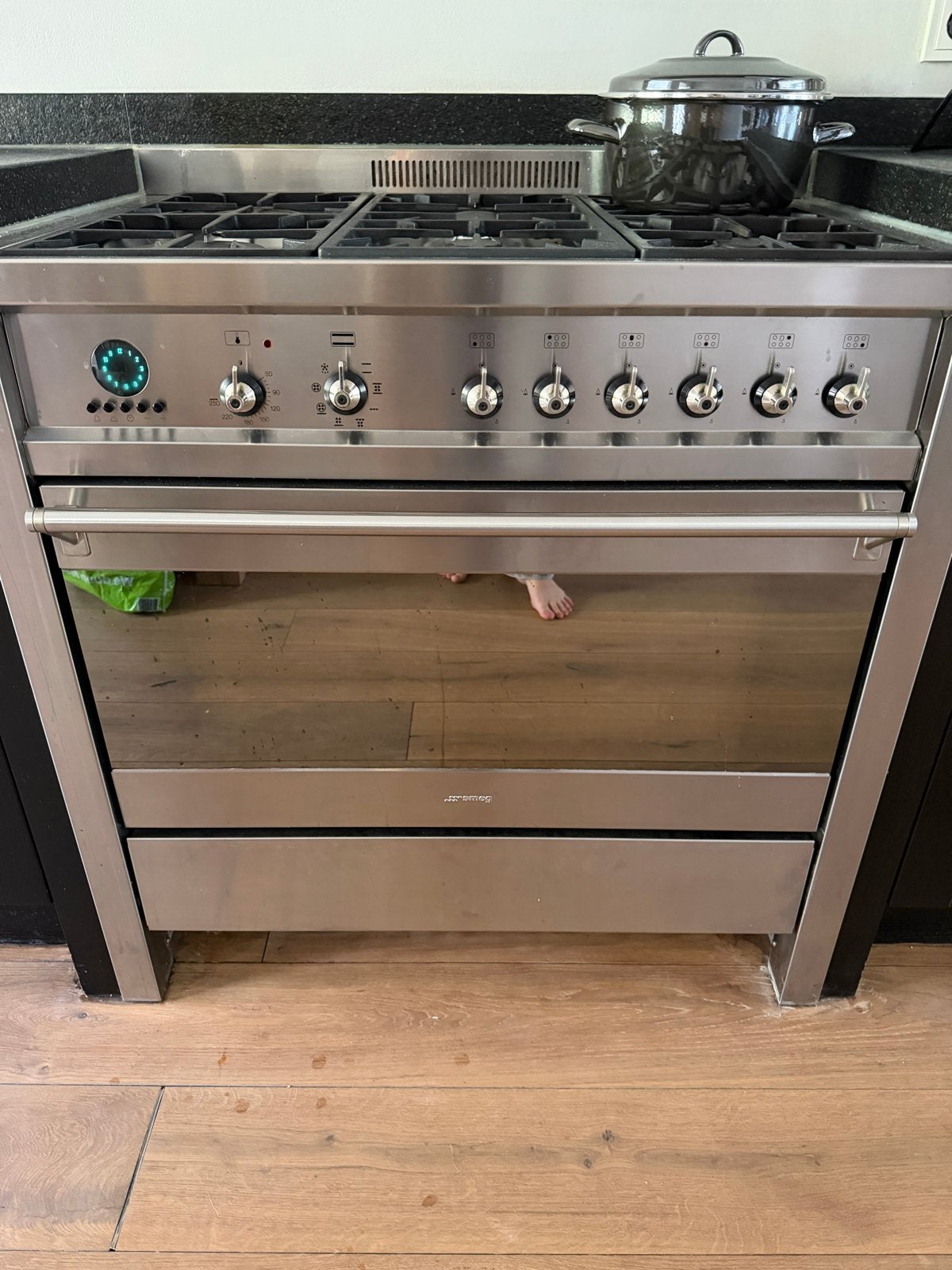 Smeg Concert/Opera Vrijstaand Fornuis 90cm RVS 6 Gasbranders, Witgoed en Apparatuur, Fornuizen, Ophalen, Gebruikt, Hete lucht