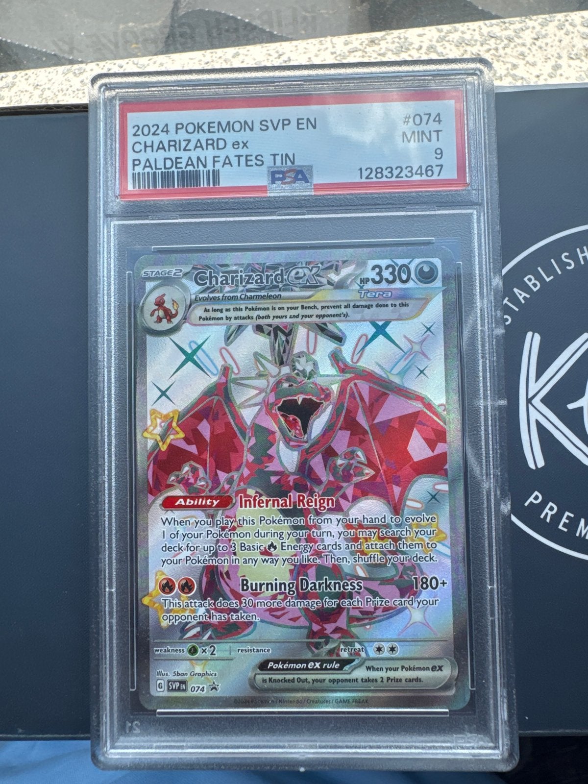 Charizard ex Paldean Fates PSA 9, Ophalen of Verzenden, Zo goed als nieuw, Losse kaart