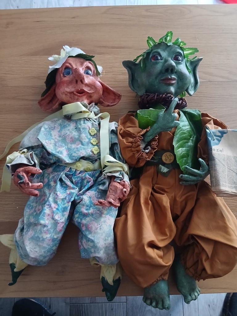 Unieke handgemaakte fantasiepoppen - set van 2, Verzamelen, Poppen, Ophalen of Verzenden, Zo goed als nieuw, Overige typen