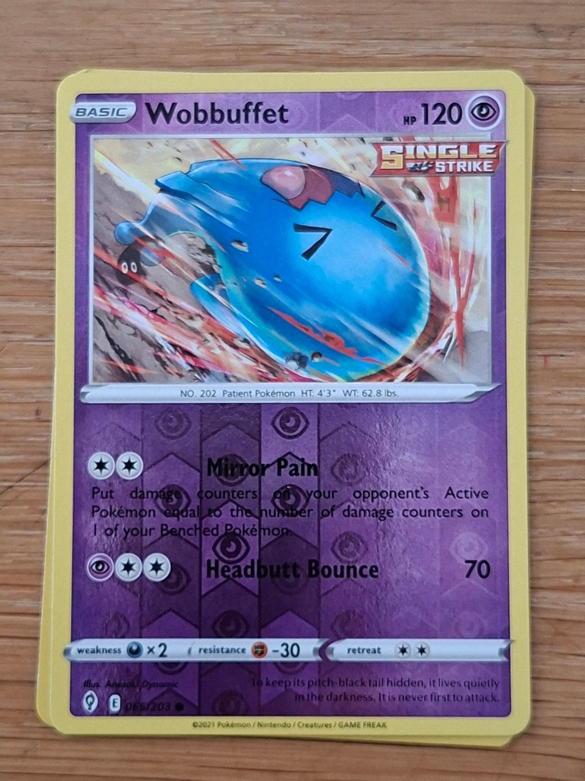 Wobbuffet Reverse Holo - Evolving Skies (066/203), Ophalen of Verzenden, Zo goed als nieuw, Losse kaart, Foil