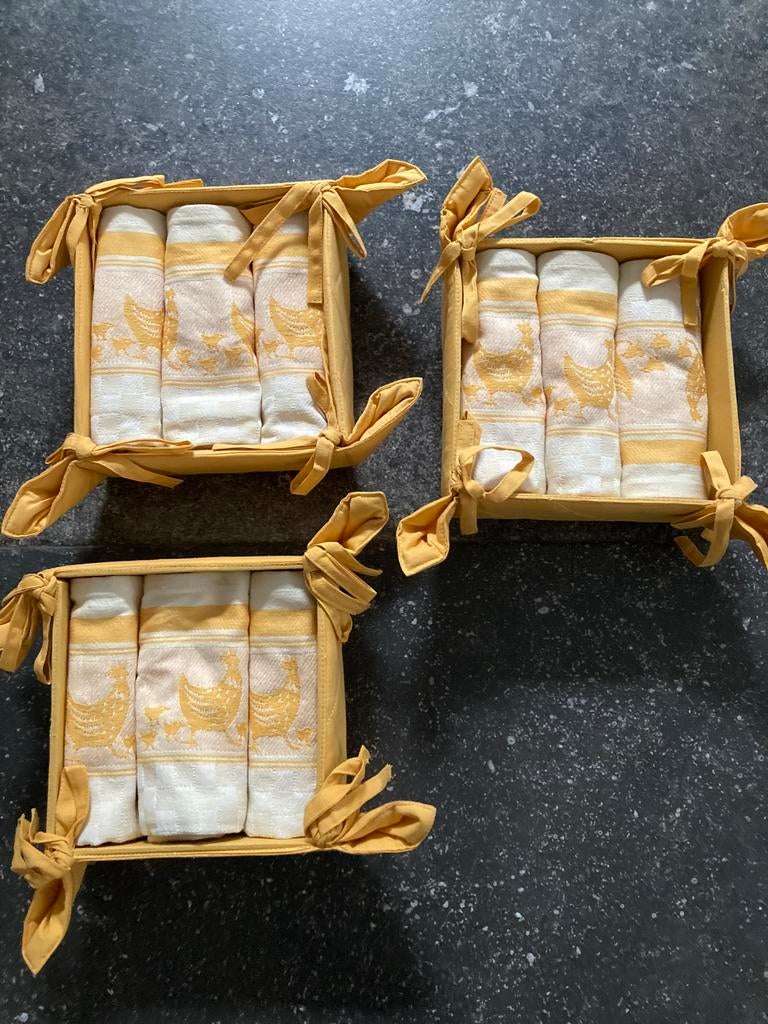 Theedoeken 9 stuks in geschenkverpakking, Ophalen of Verzenden, Nieuw, Geel, Theedoek of Handdoek