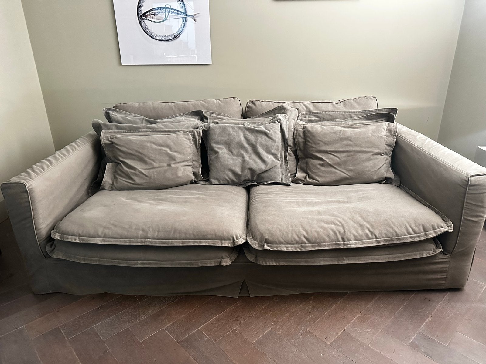 2 identieke grijze Loods5 loungebanken, Ophalen, Gebruikt, 125 tot 150 cm, Rechte bank