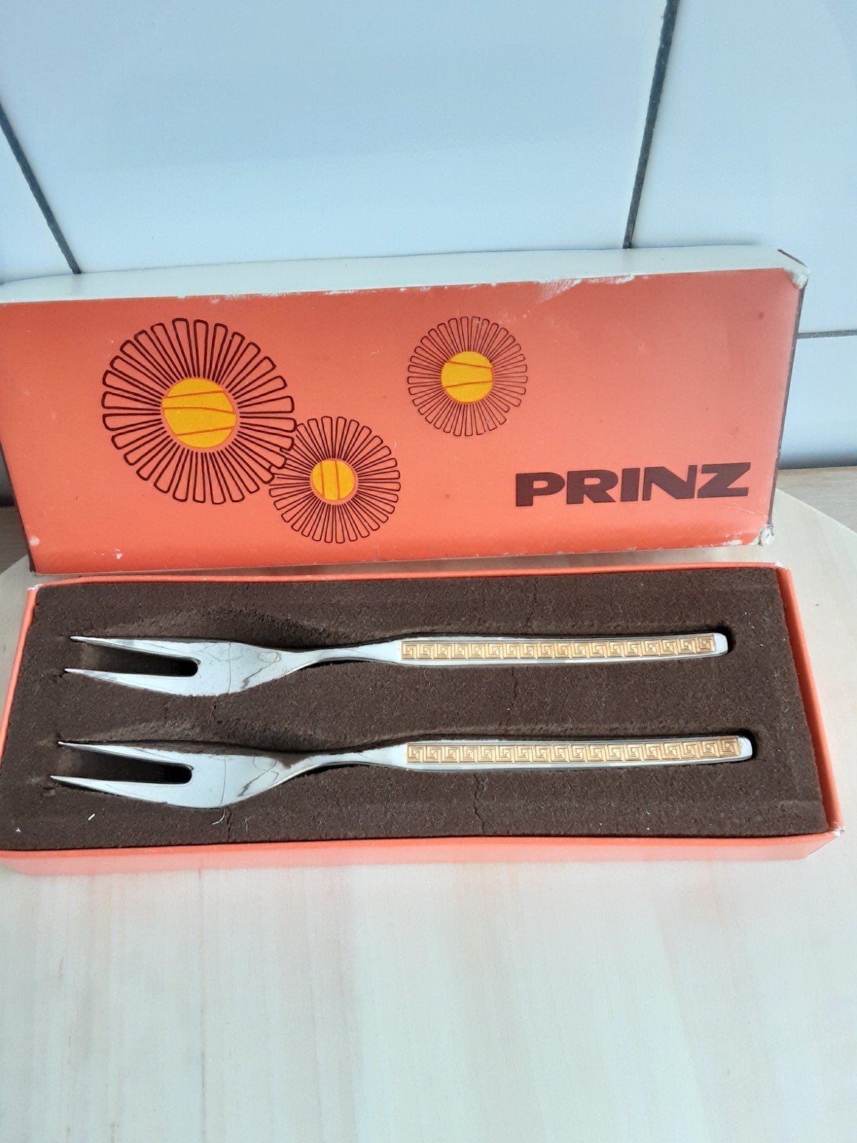 Vintage Prinz  vleeswaren vorkjes - Set van 2, Antiek en Kunst, Ophalen of Verzenden