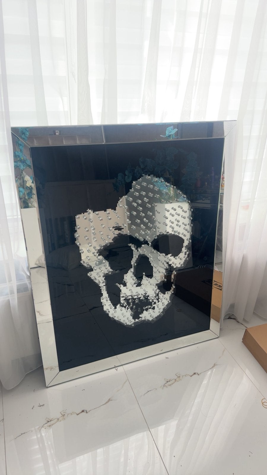 Wanddercoratie Skull Glass Phillipp plein Diamond 120x120, Ophalen, Oorspronkelijke maker, Zo goed als nieuw, Schilderij
