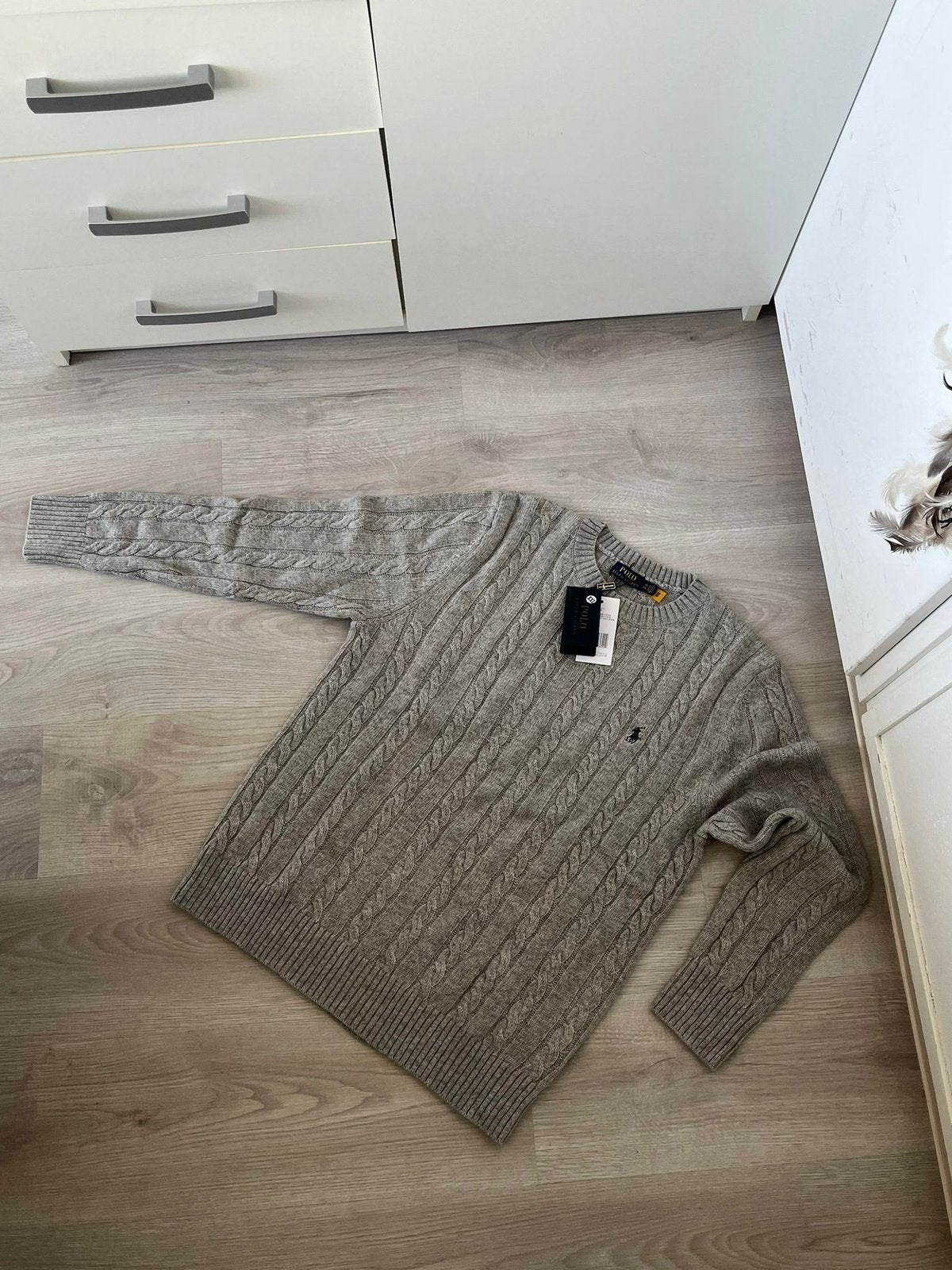 Ralph Lauren Kabeltrui - Grijs - XL, Ophalen of Verzenden, Nieuw, Maat 56/58 (XL), Grijs