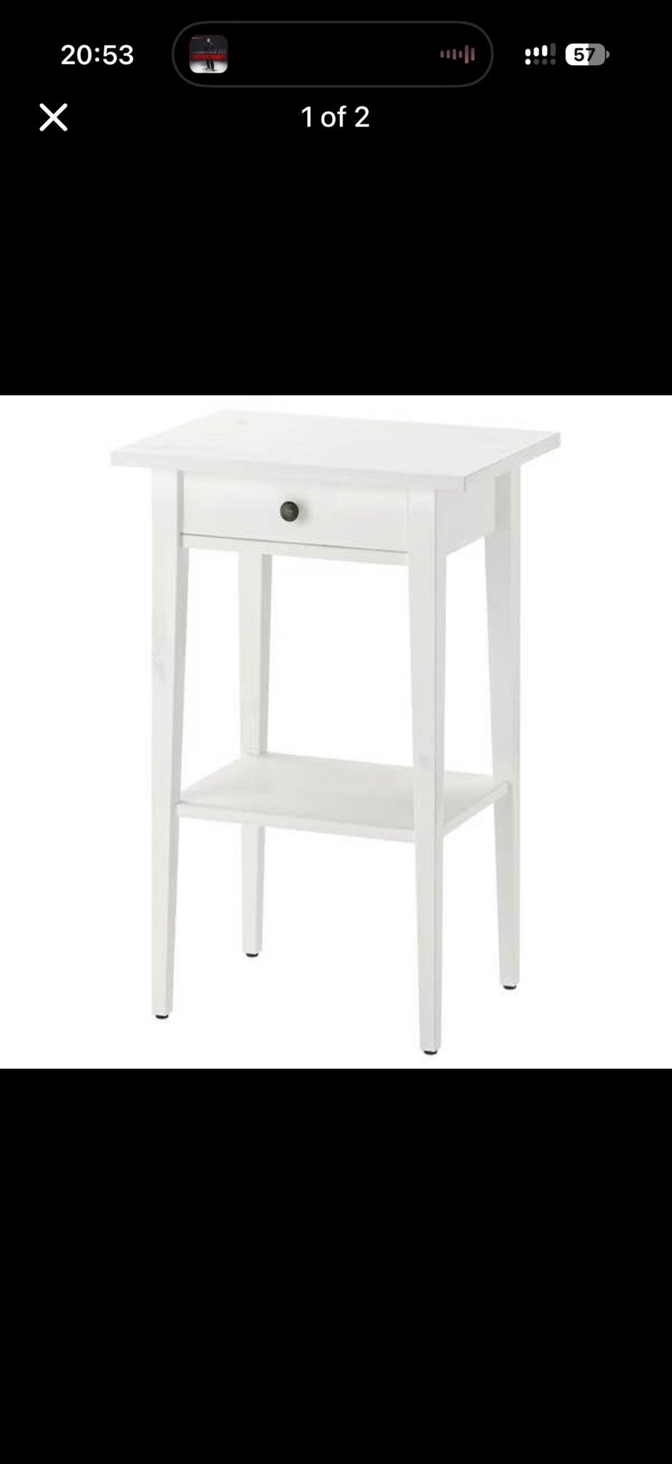 2x IKEA Hemnes nachtkastje - wit, 46 x 35 cm, Ophalen, Minder dan 55 cm, Zo goed als nieuw, 60 cm of meer