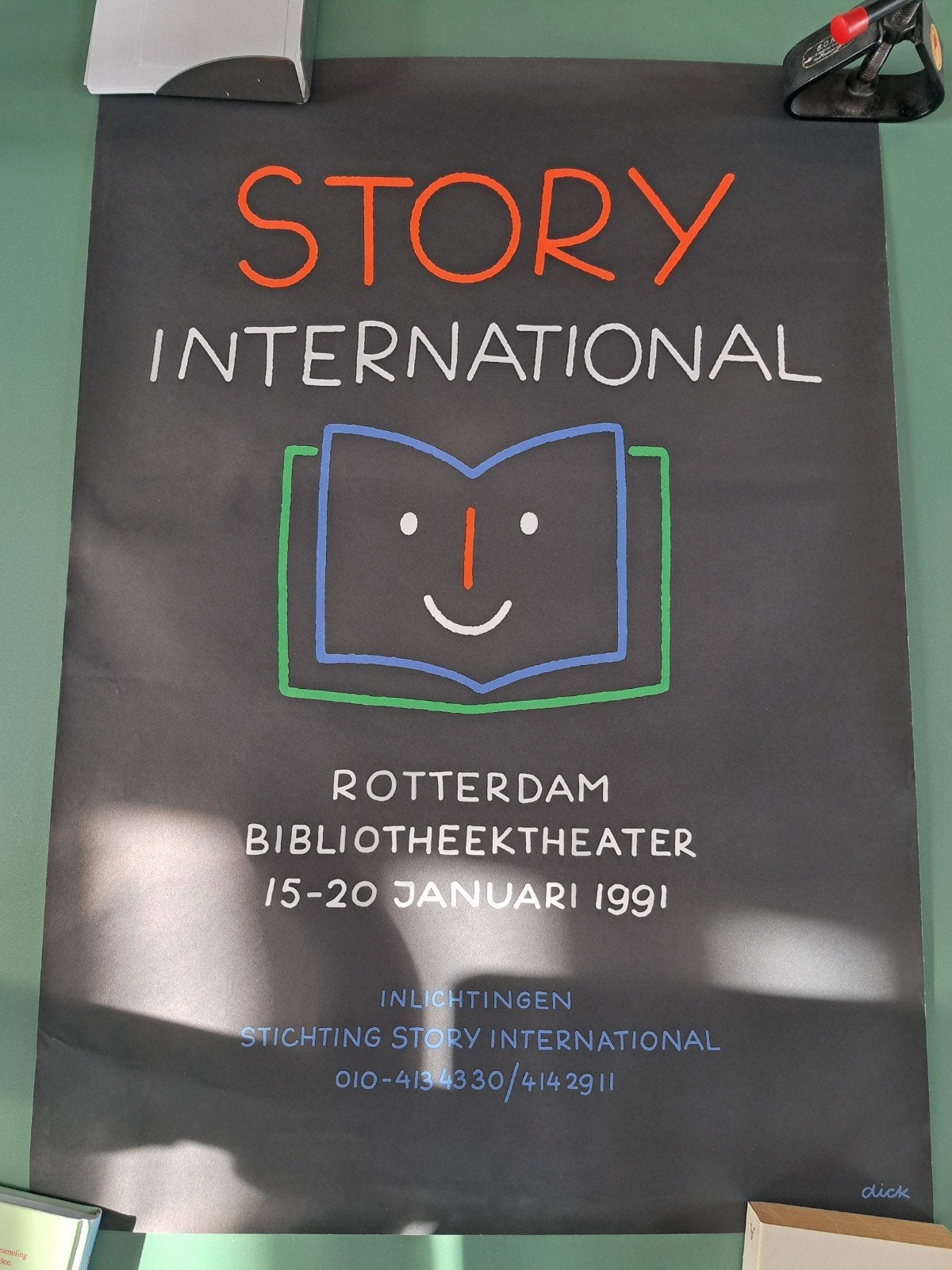 Story International Rotterdam Bibliotheektheater 1991 Poster, Ophalen of Verzenden, A1 t/m A3, Overige onderwerpen, Rechthoekig Staand