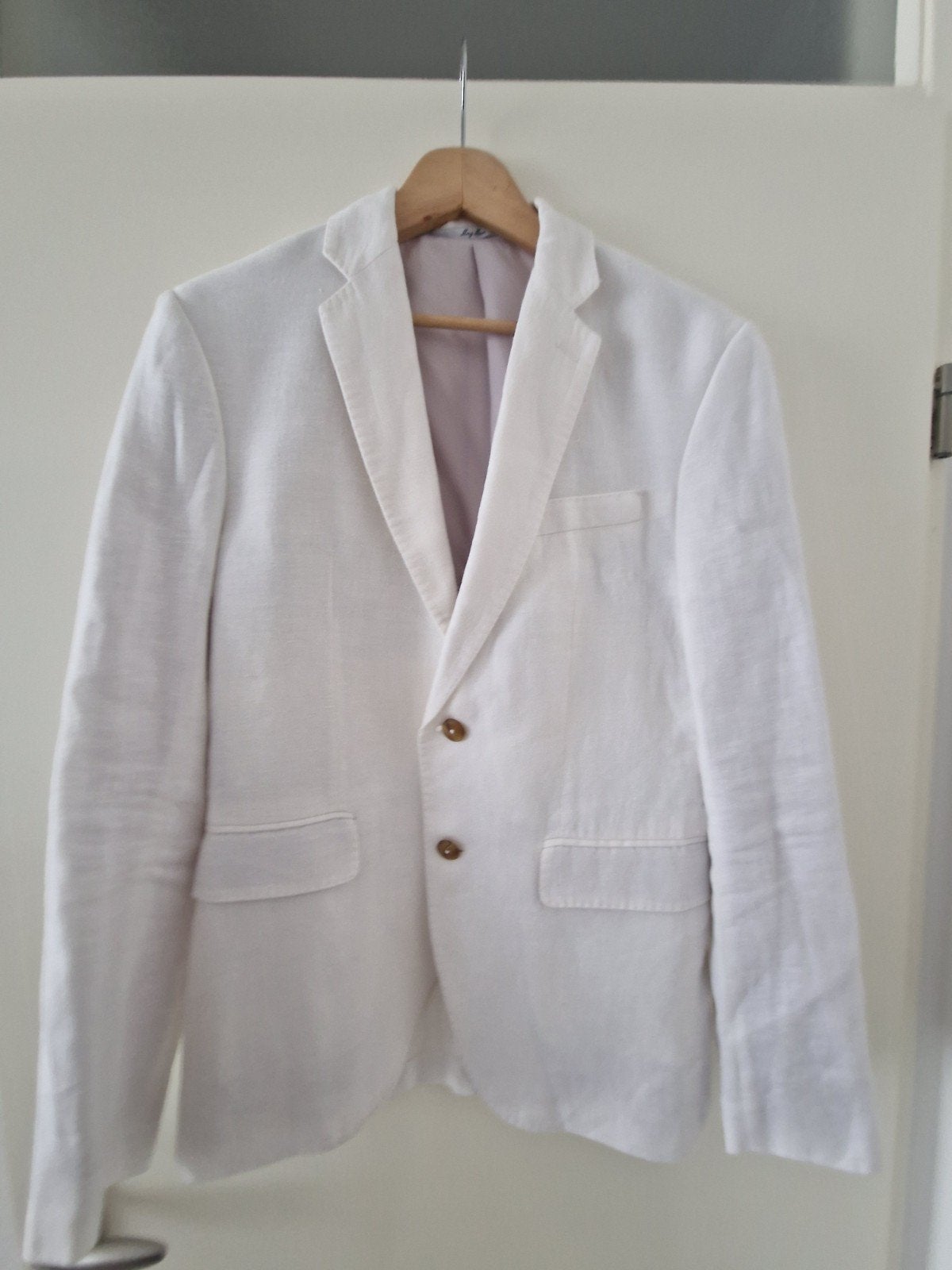 MNG Man Tailored Slim Fit Blazer Maat 48 (M), Maat 48/50 (M), Wit, Ophalen of Verzenden, Zo goed als nieuw